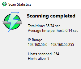 Network reconnaissance using “Angry IP Scanner” results