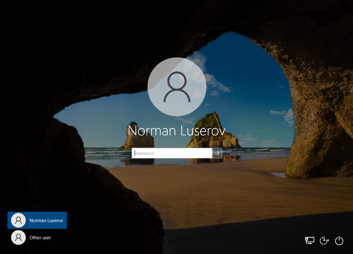 Login screen of Norman Luserov